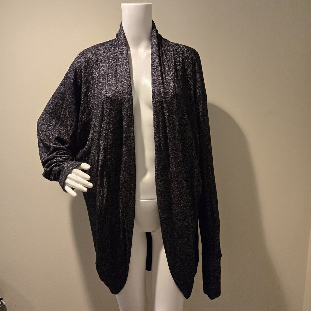 Athleta Luxe Pose Open Cardigan Sweatshirt Heathered Gray XL